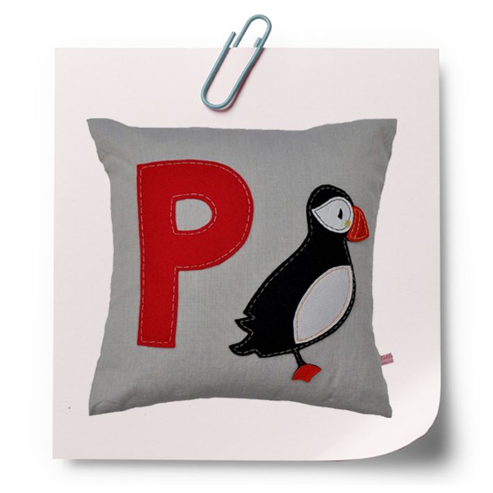 lettie belle p is for puffin eco friendly felt cushion kids rooms nursery babystylefile baby style file