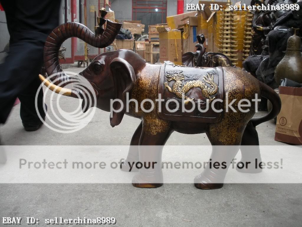 Huge Bronze Royal Wealth Dragon phenix Elephant Statue  