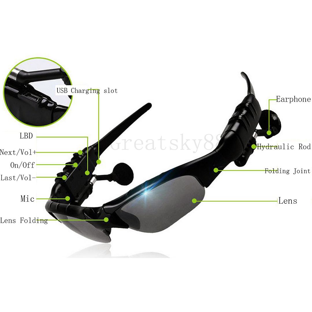 Wireless Foldable Sunglasses Wearable Sports Stereo Headset Bluetooth ...